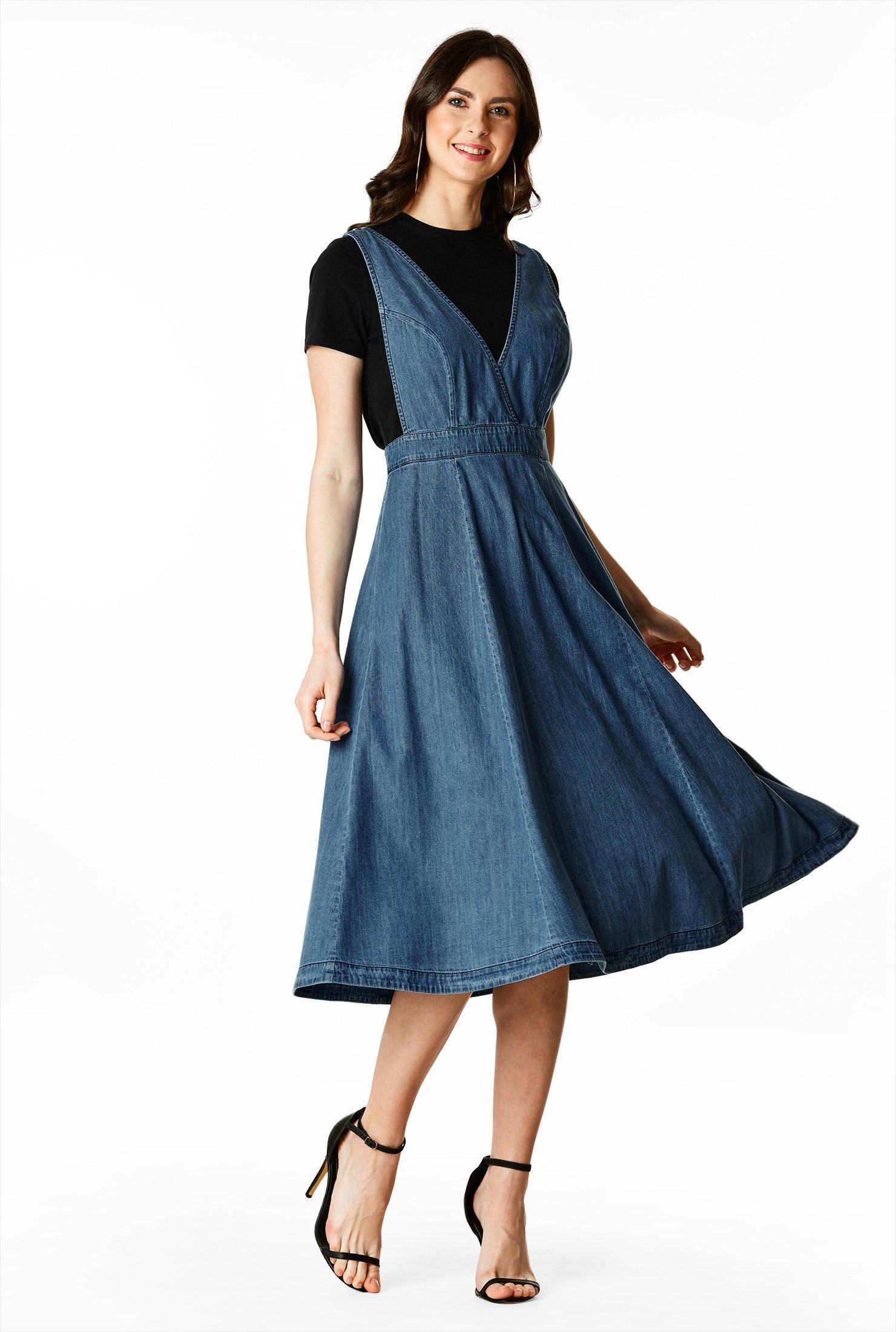 Shop Cotton denim jumper dress | eShakti