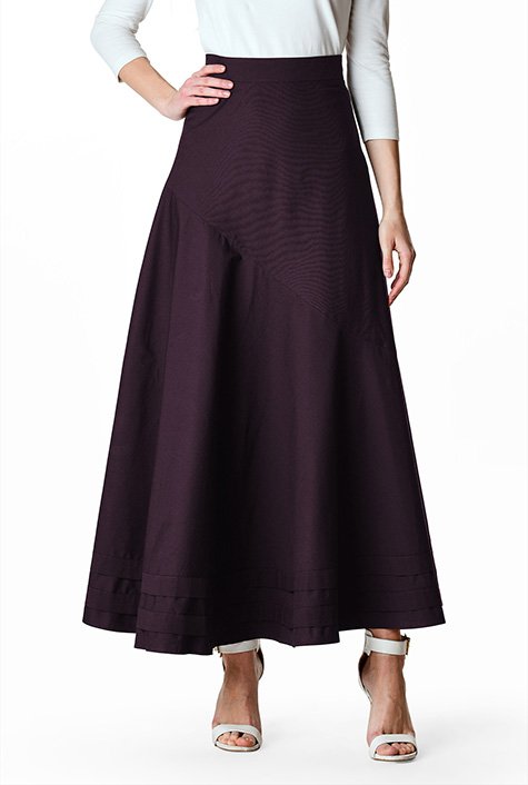 Shop Bias cut cotton poplin flared skirt eShakti