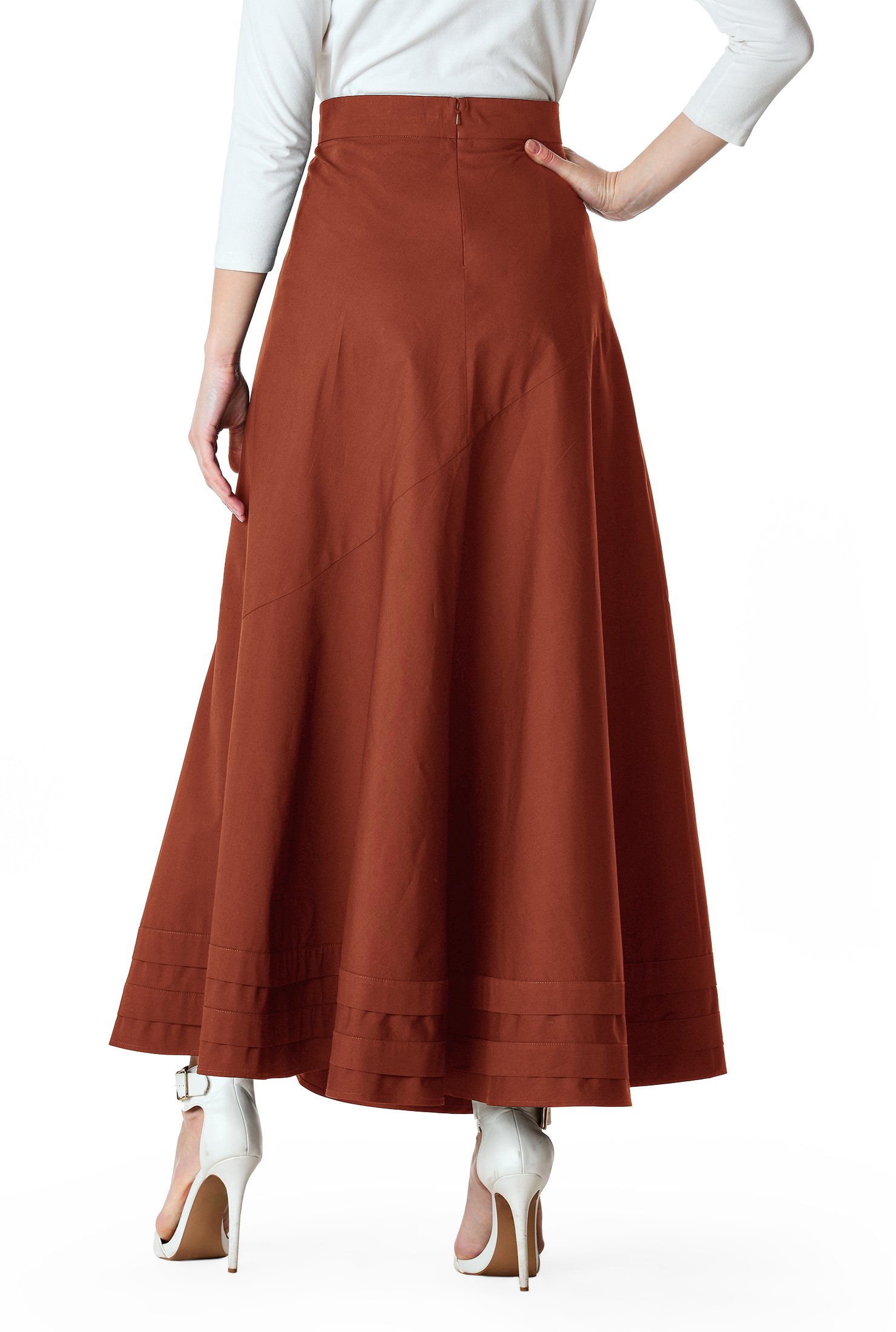 Shop Bias-cut cotton poplin flared skirt | eShakti