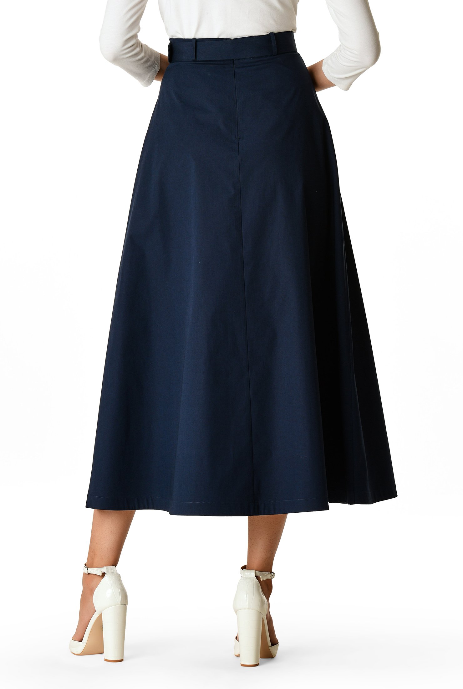 Shop Asymmetric overlay cotton poplin skirt | eShakti