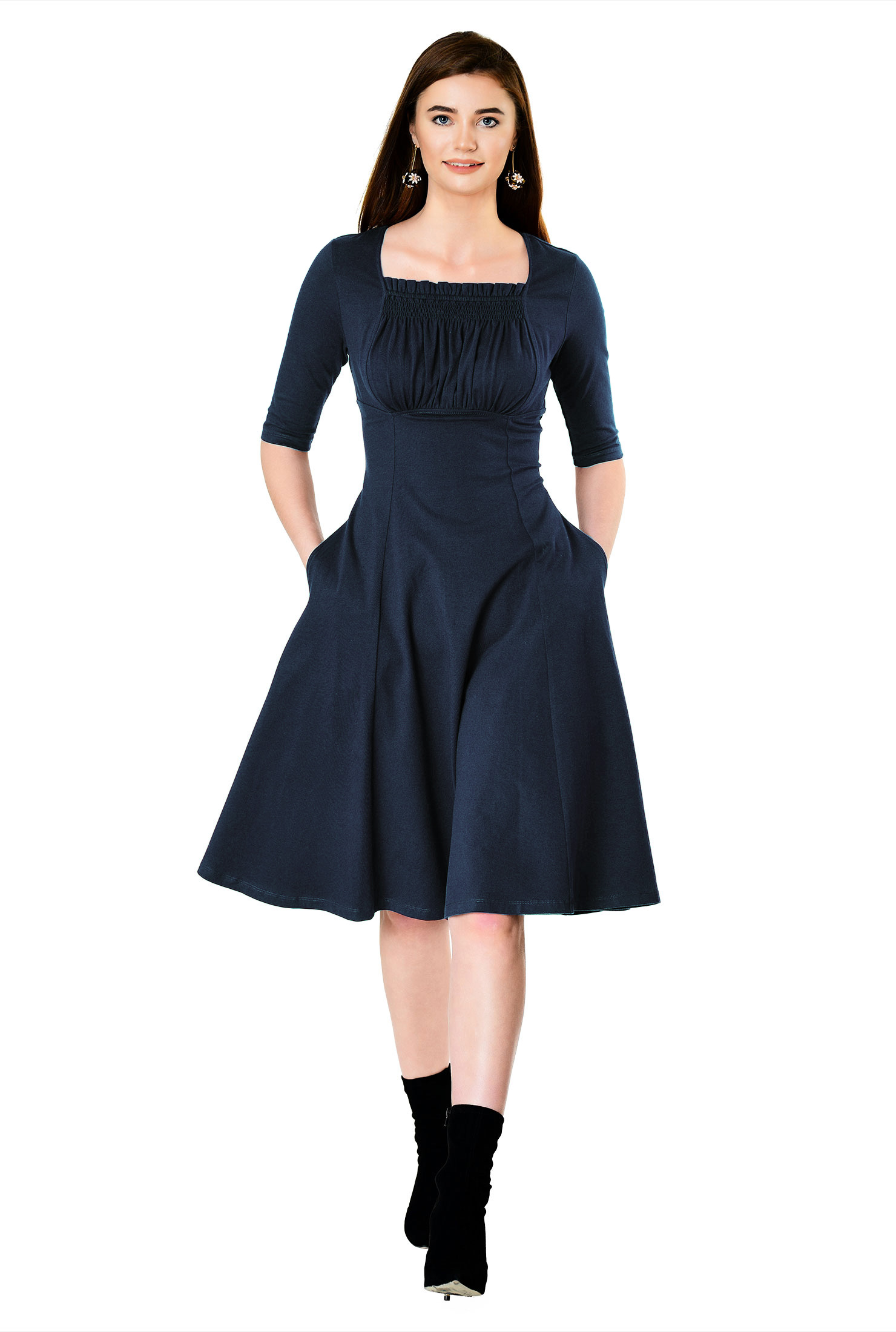 Shop Ruched bodice cotton knit dress eShakti