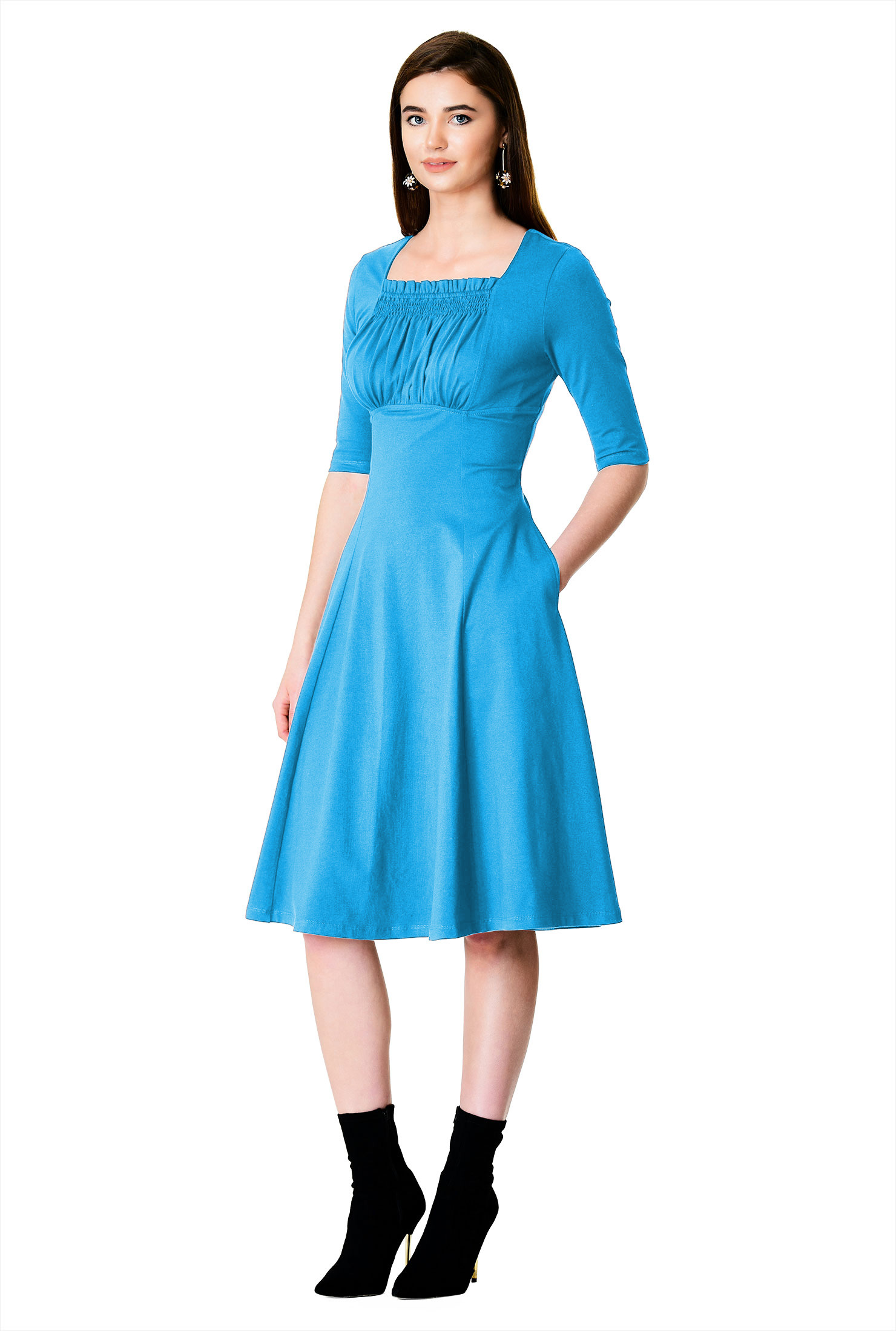 Shop Ruched bodice cotton knit dress eShakti