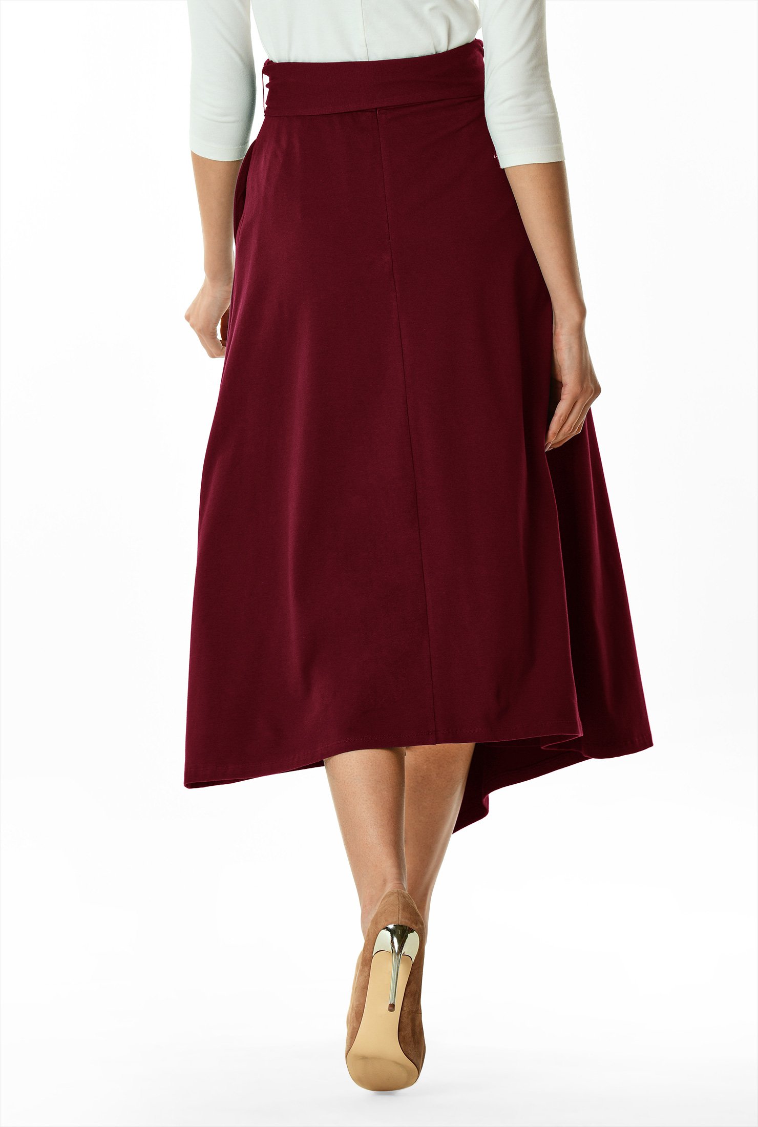 Shop Asymmetric hem cotton knit skirt | eShakti