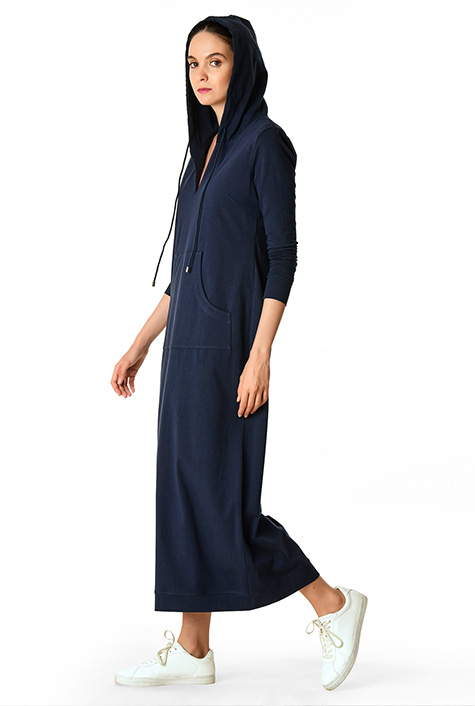 Shop Cotton knit hoodie maxi dress eShakti