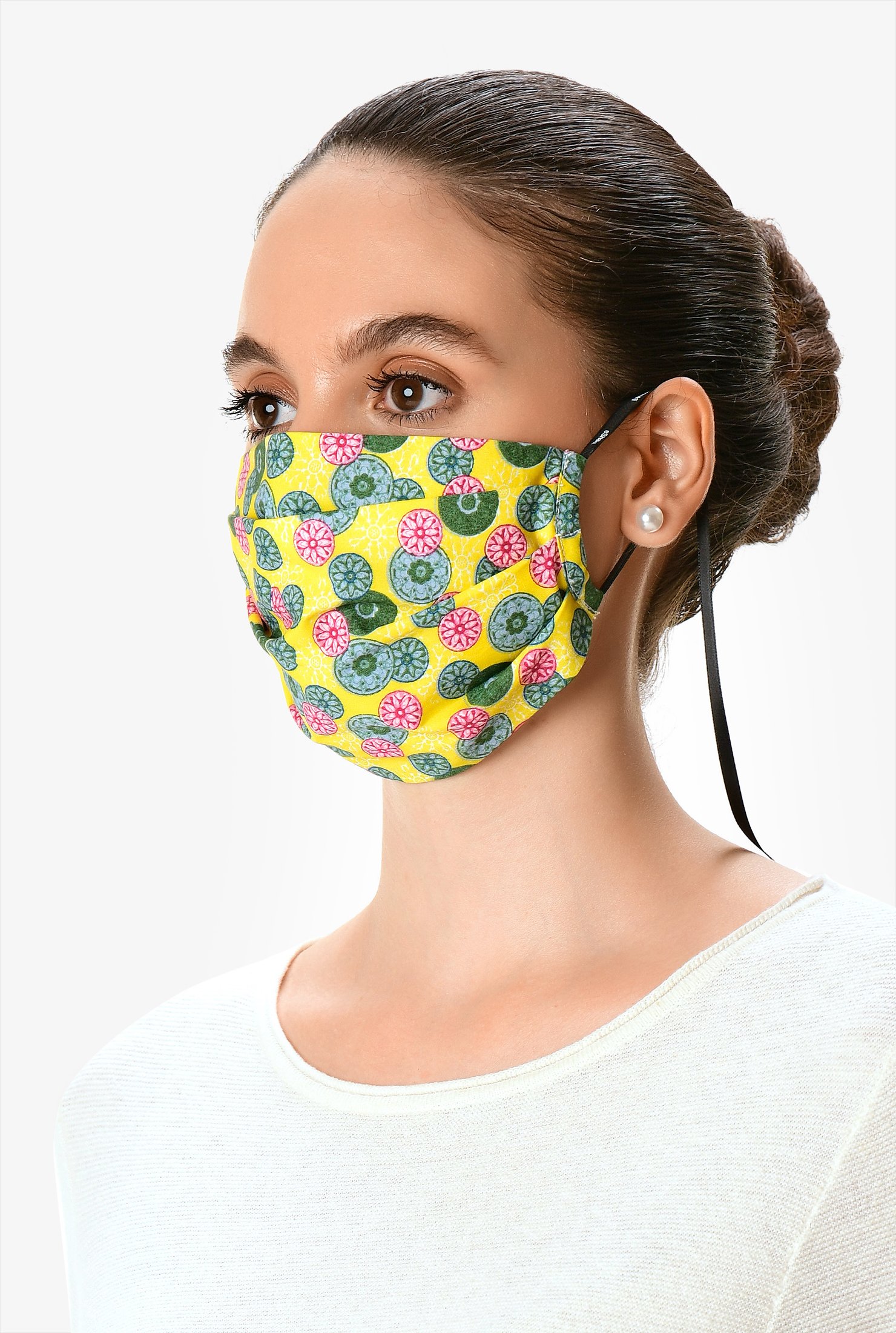 Shop Floral print cotton pleated face mask | eShakti