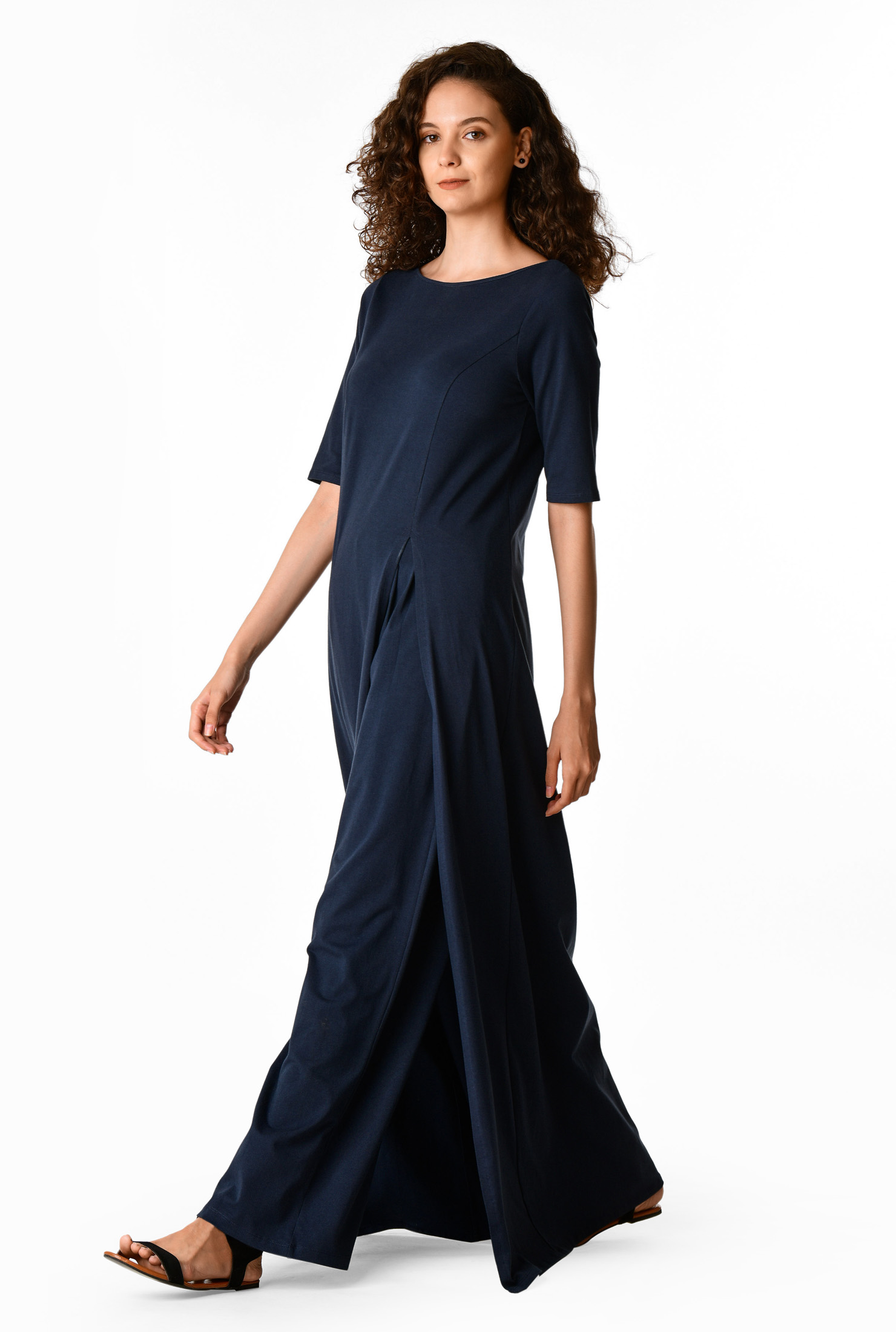 Shop Cotton knit long tunic and pants set eShakti