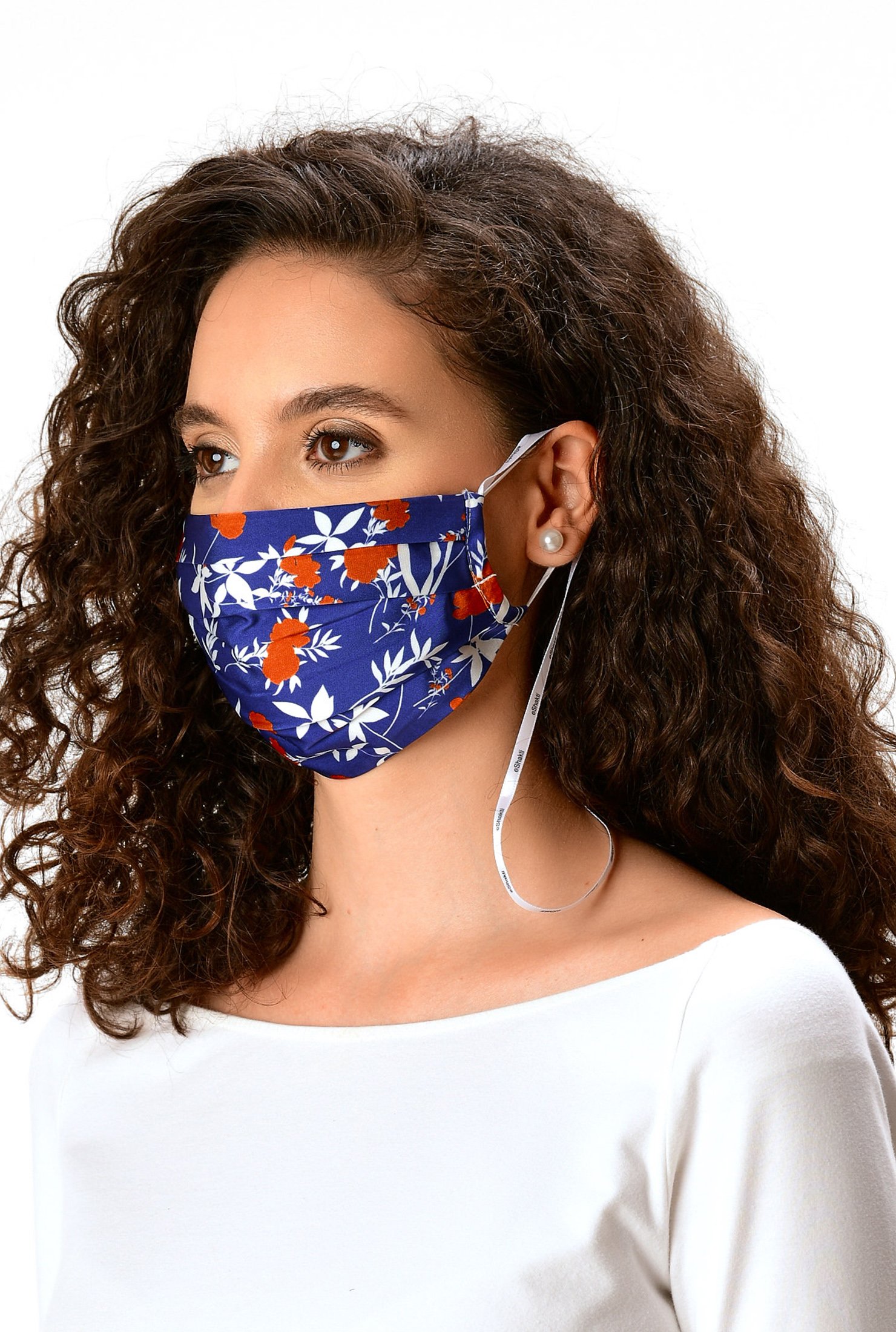 Shop Floral print satin pleated face mask | eShakti