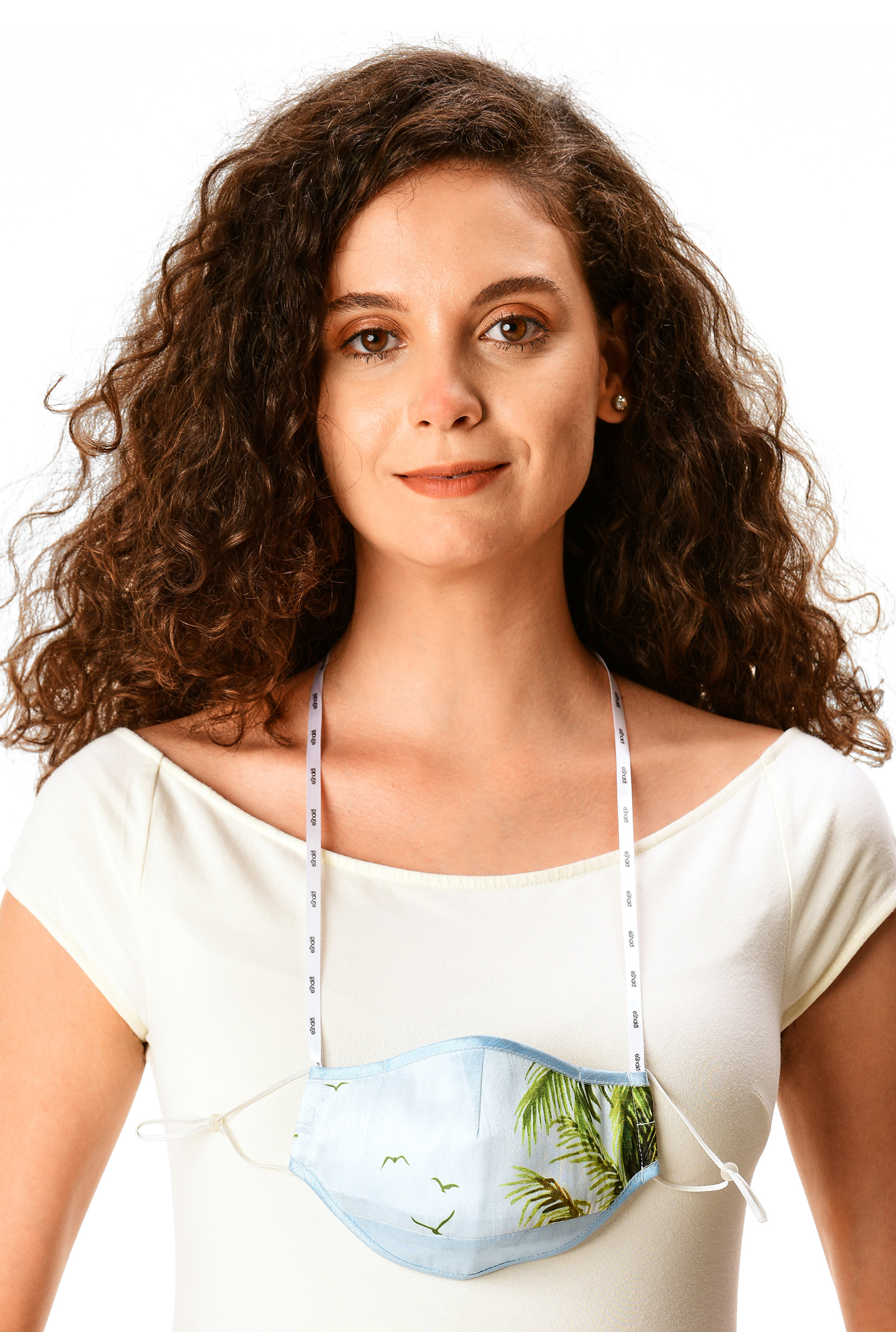 Shop Landscape print dupioni shaped face mask eShakti