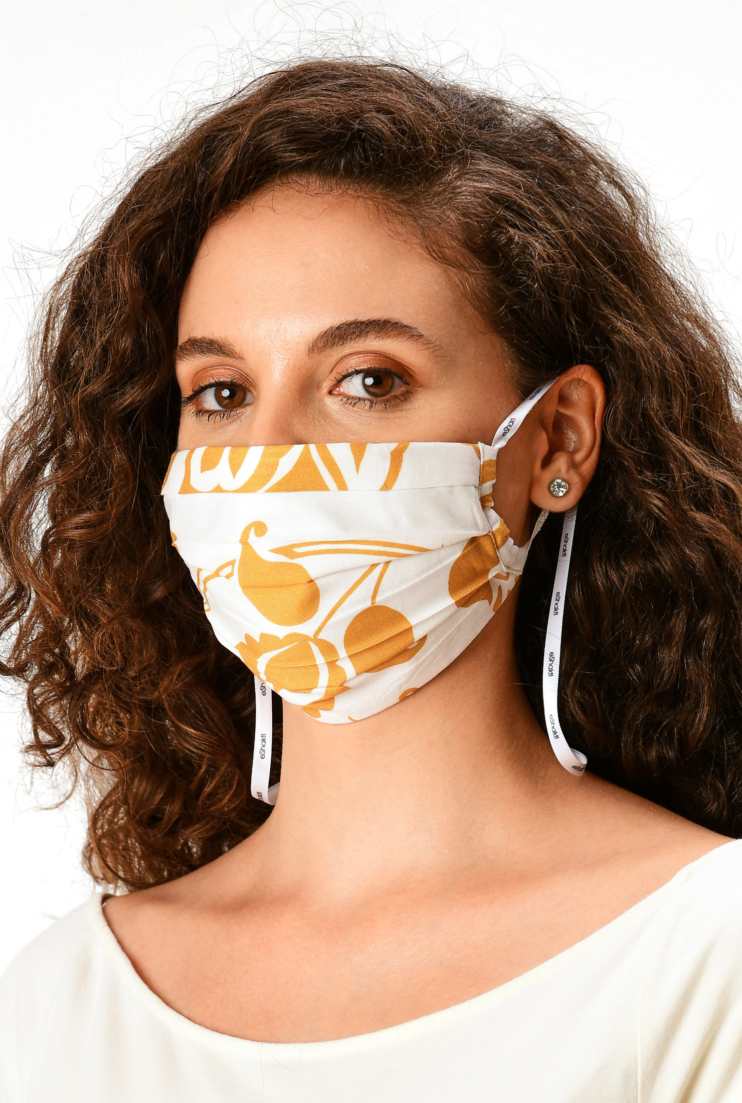 Shop Floral print rayon pleated face mask eShakti
