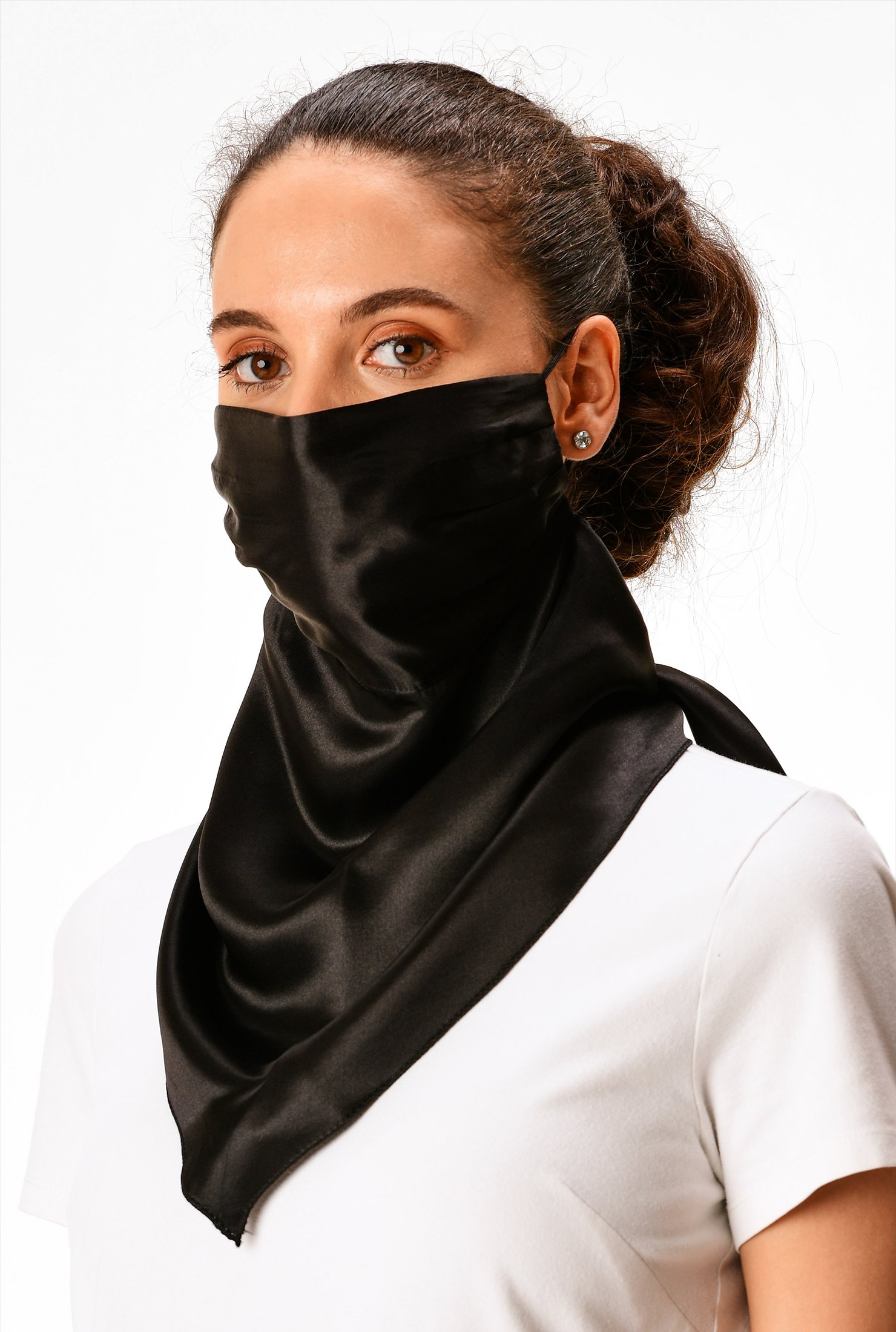 Shop Charmeuse silk scarf mask | eShakti