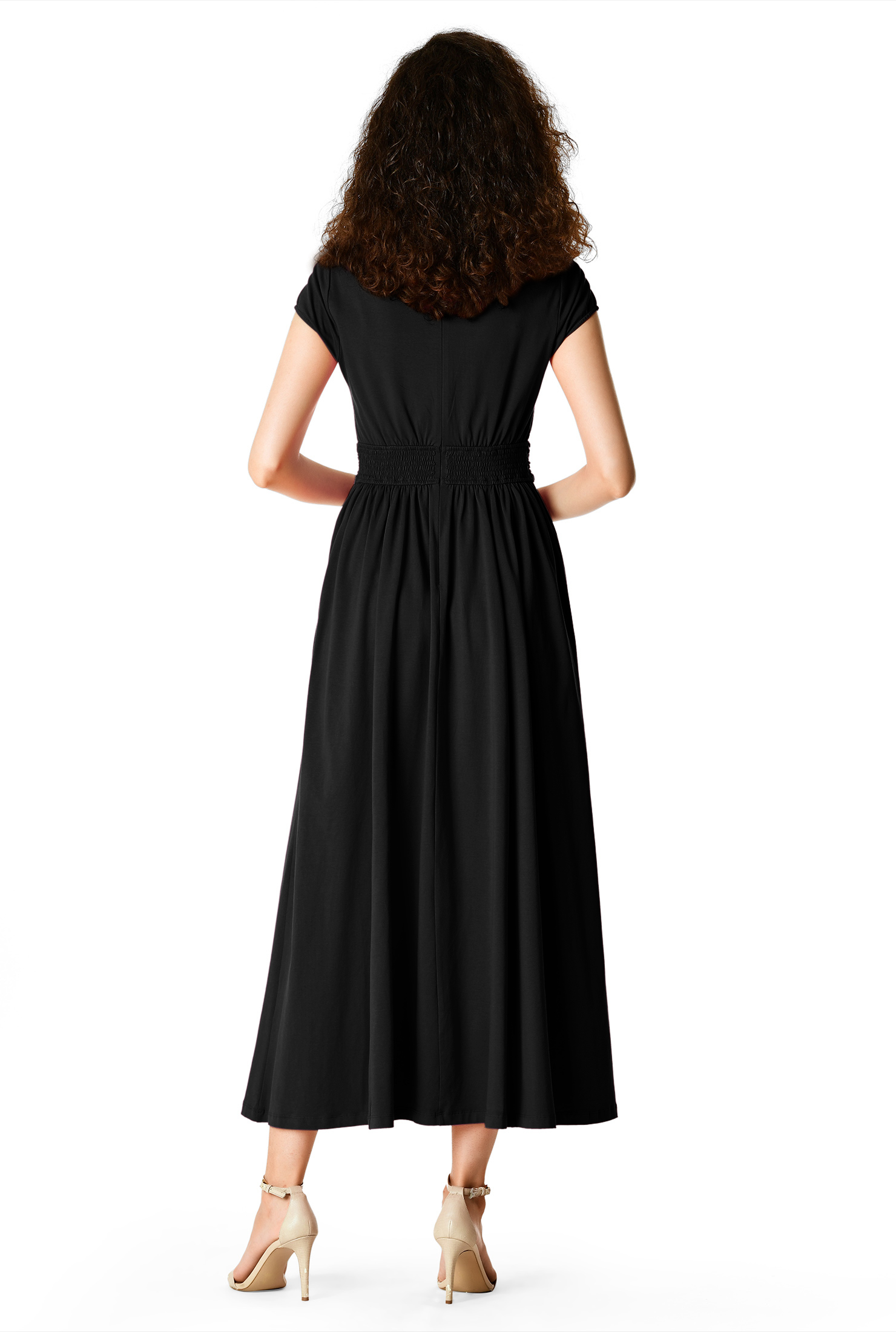 Shop Pleat waist cotton knit dress eShakti