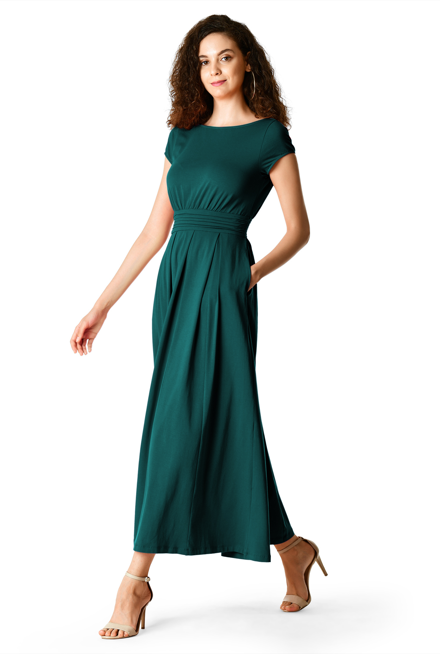 Shop Pleat waist cotton knit dress eShakti