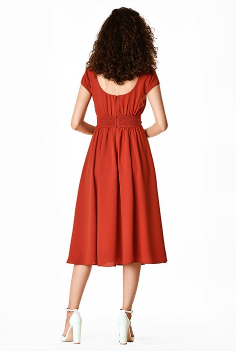 Shop Ruched crepe fit and flare dress eShakti