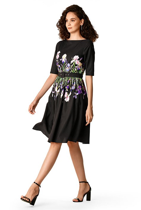 Shop Tropical Floral Print Matte Crepe Dress Eshakti