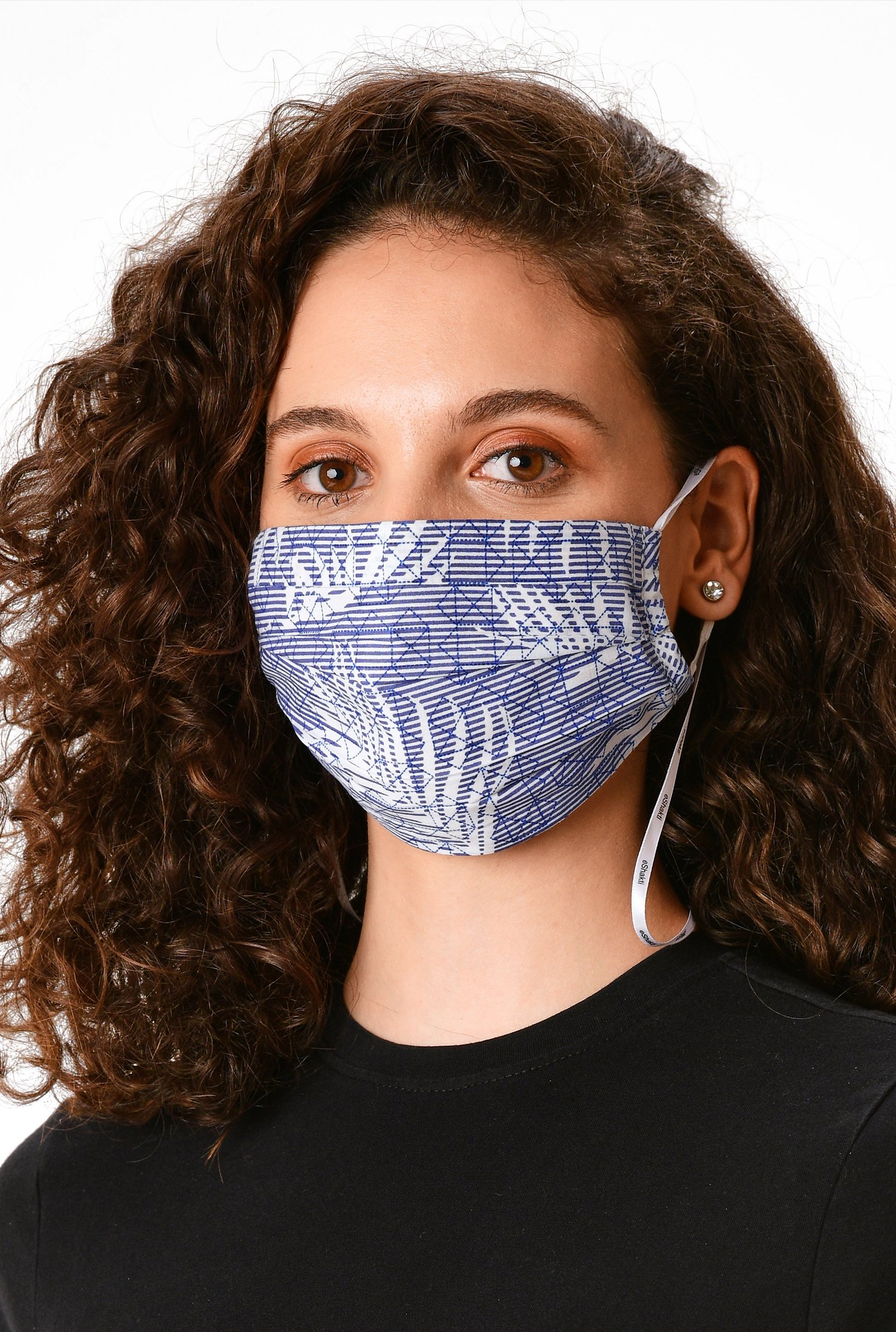 Shop Geo leaf print cotton pleated face mask | eShakti