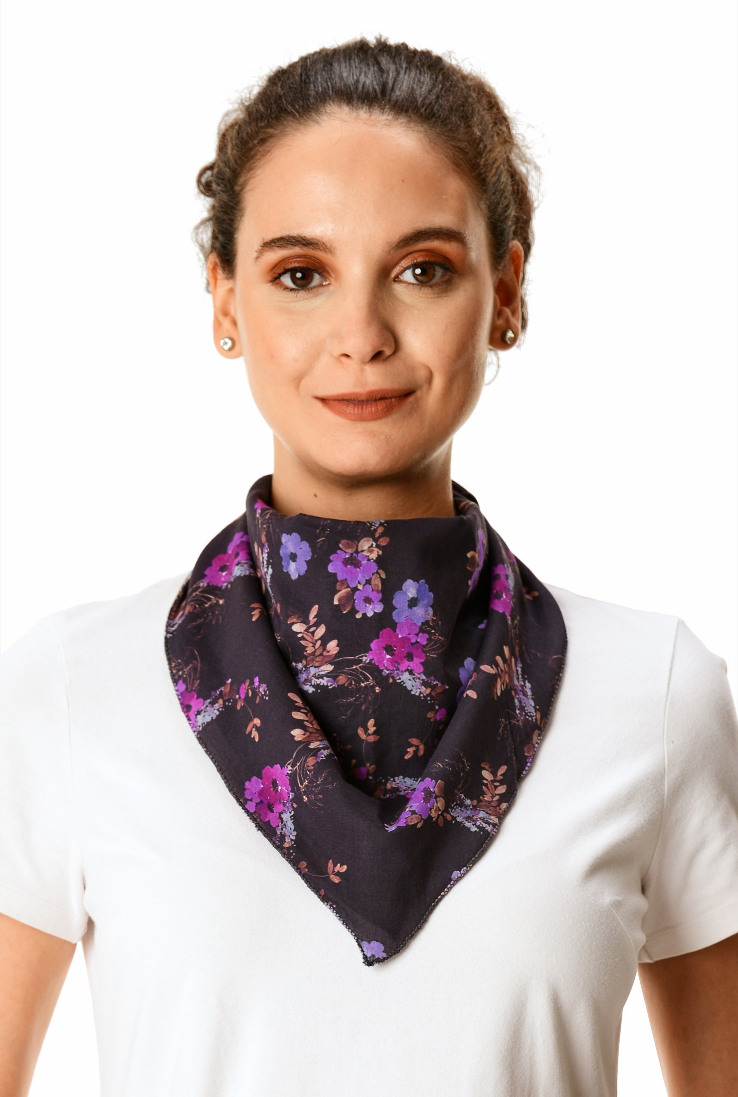 Shop Floral print cotton voile scarf mask | eShakti