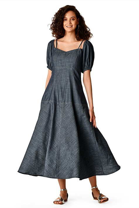 Cold shoulder chambray clearance dress