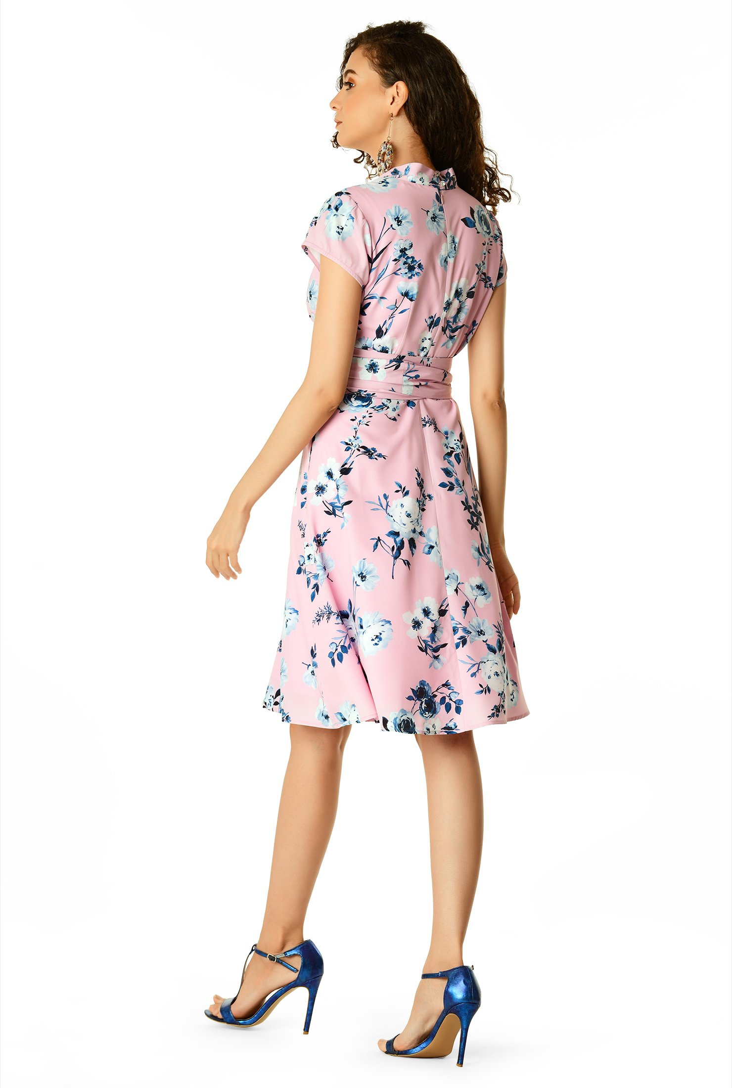 Shop Floral print pleated matte crepe dress | eShakti