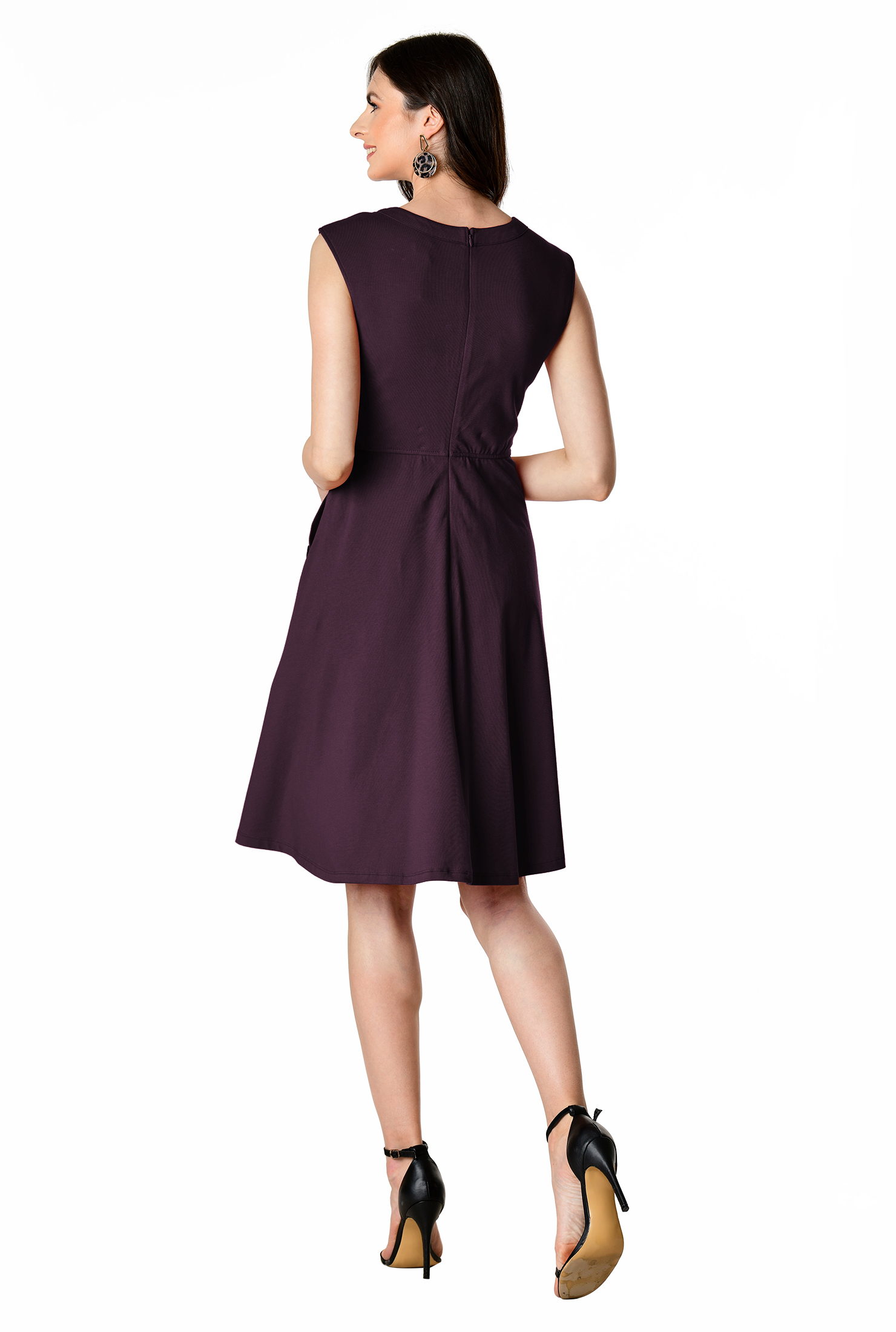 Shop Large button pocket cotton knit dress | eShakti