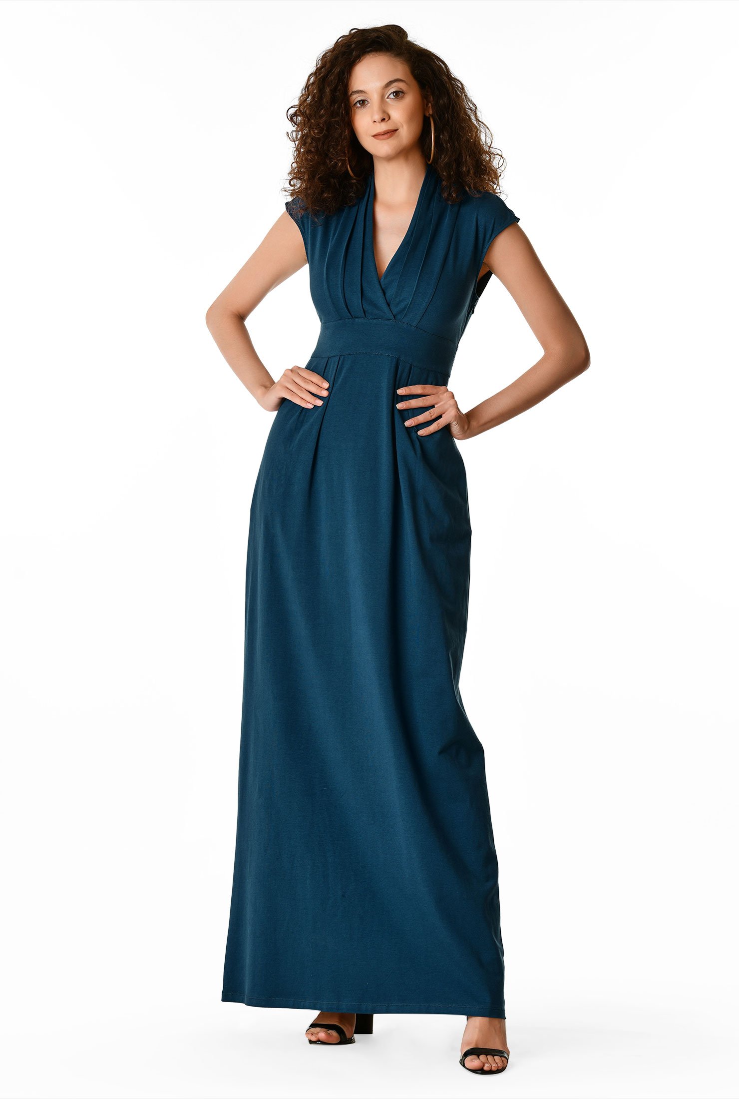 Shop Cotton knit banded empire maxi dress eShakti