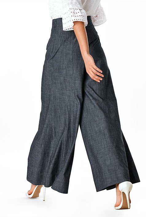 Cotton chambray palazzo pants