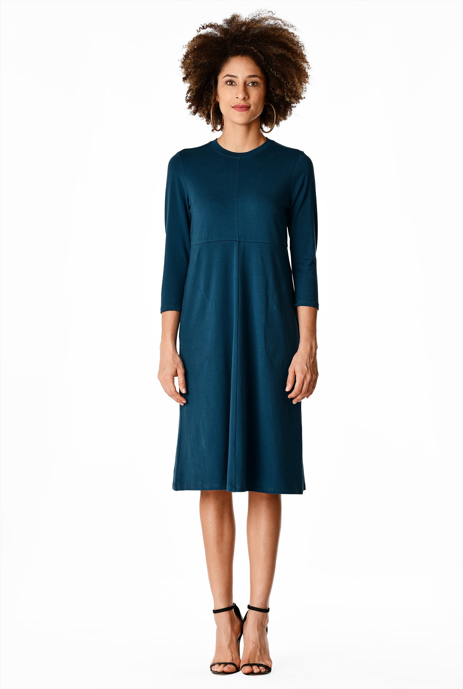 Shop Cotton knit empire shift dress | eShakti