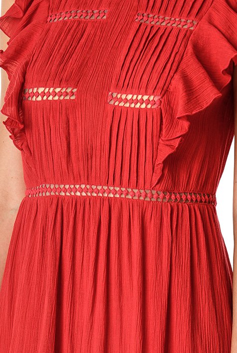 Shop Ruffle trim crinkle cotton gauze dress