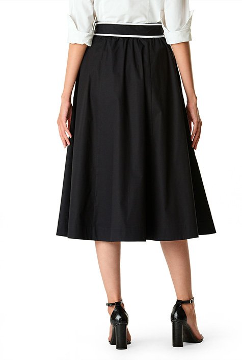Shop Contrast tipped trim cotton poplin skirt | eShakti