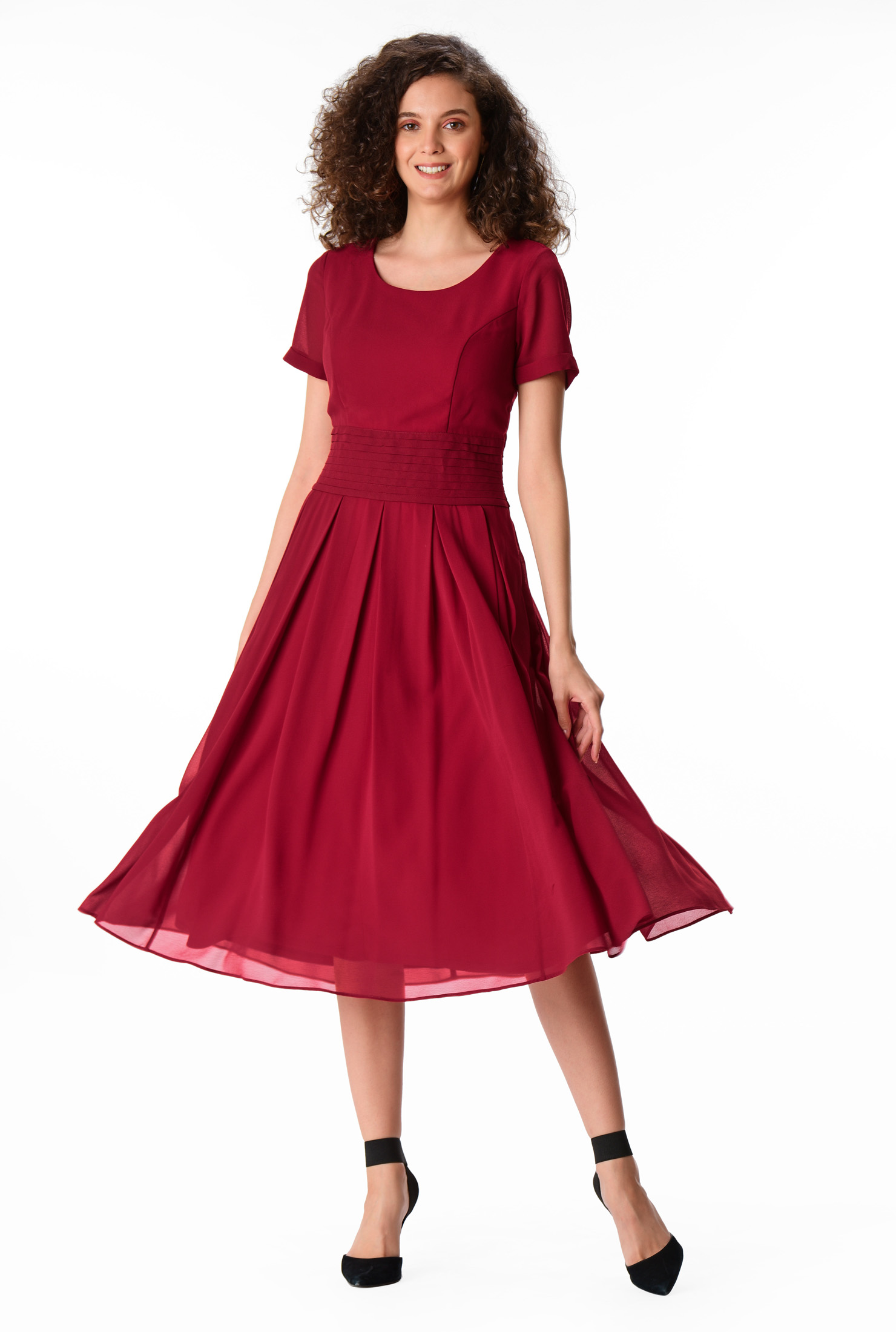 Shop pleated empire dress eShakti