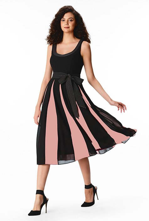 Colorblock Chiffon Dress