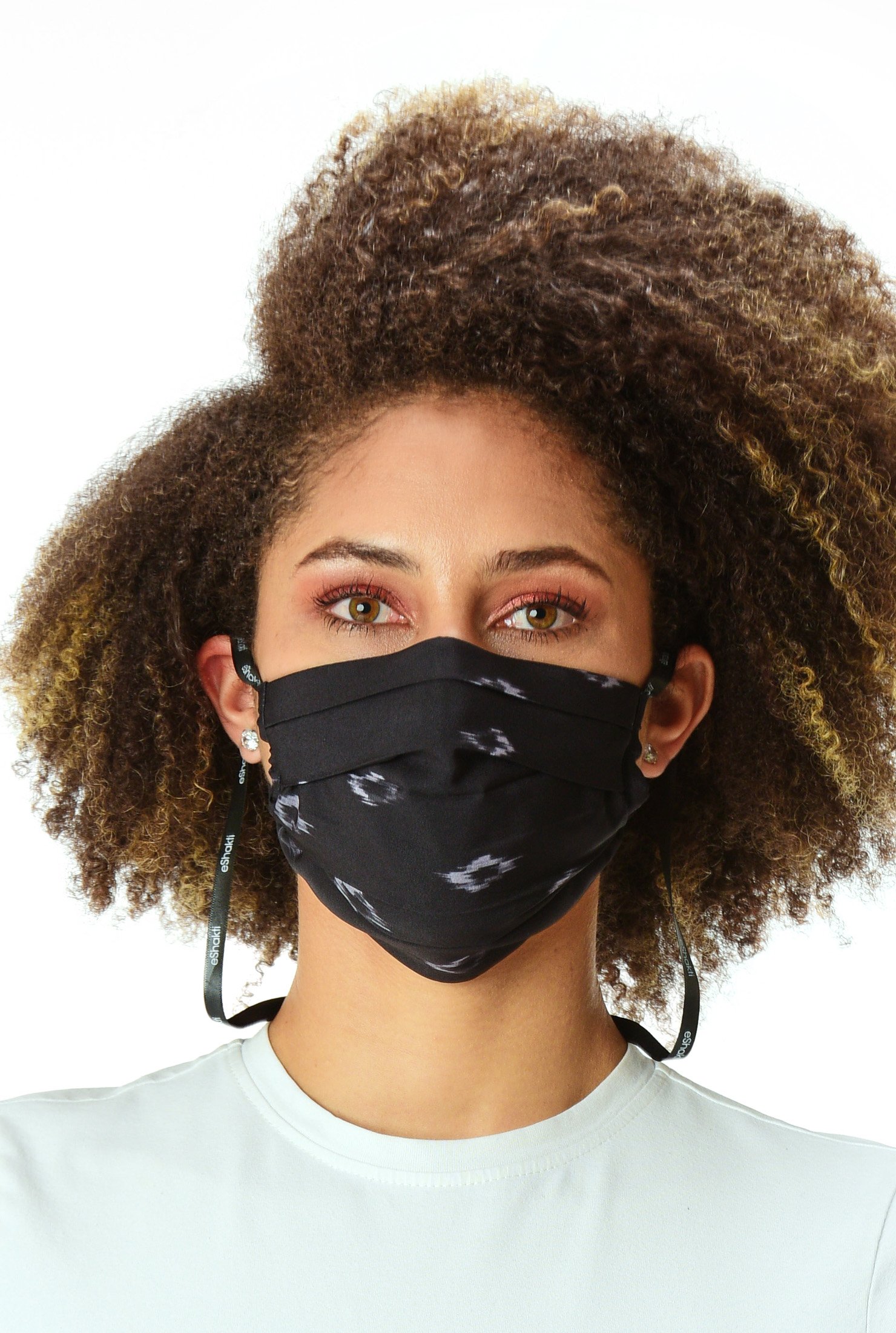 Shop Ikat print crepe pleated face mask | eShakti