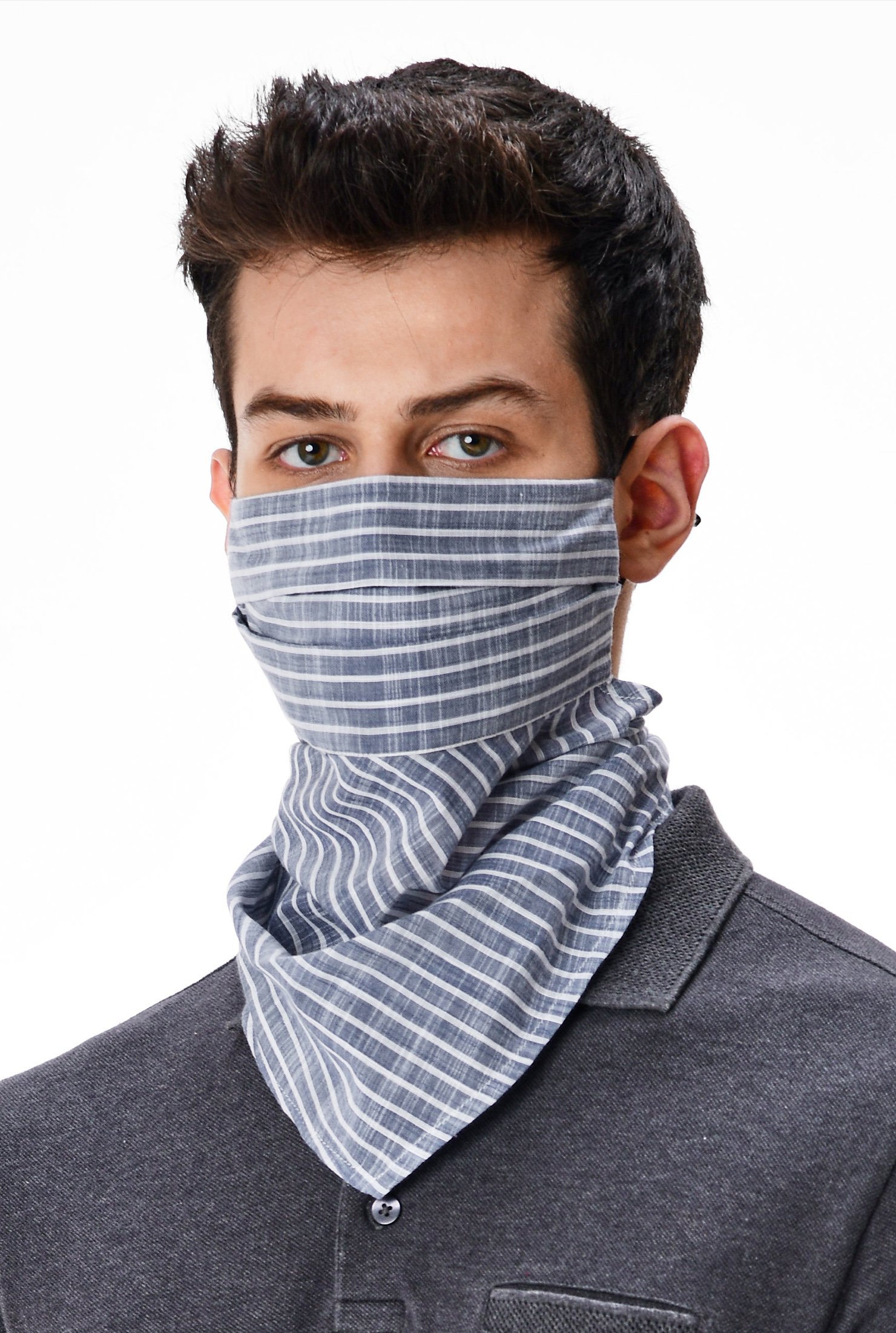 Shop Stripe cotton mens scarf mask | eShakti