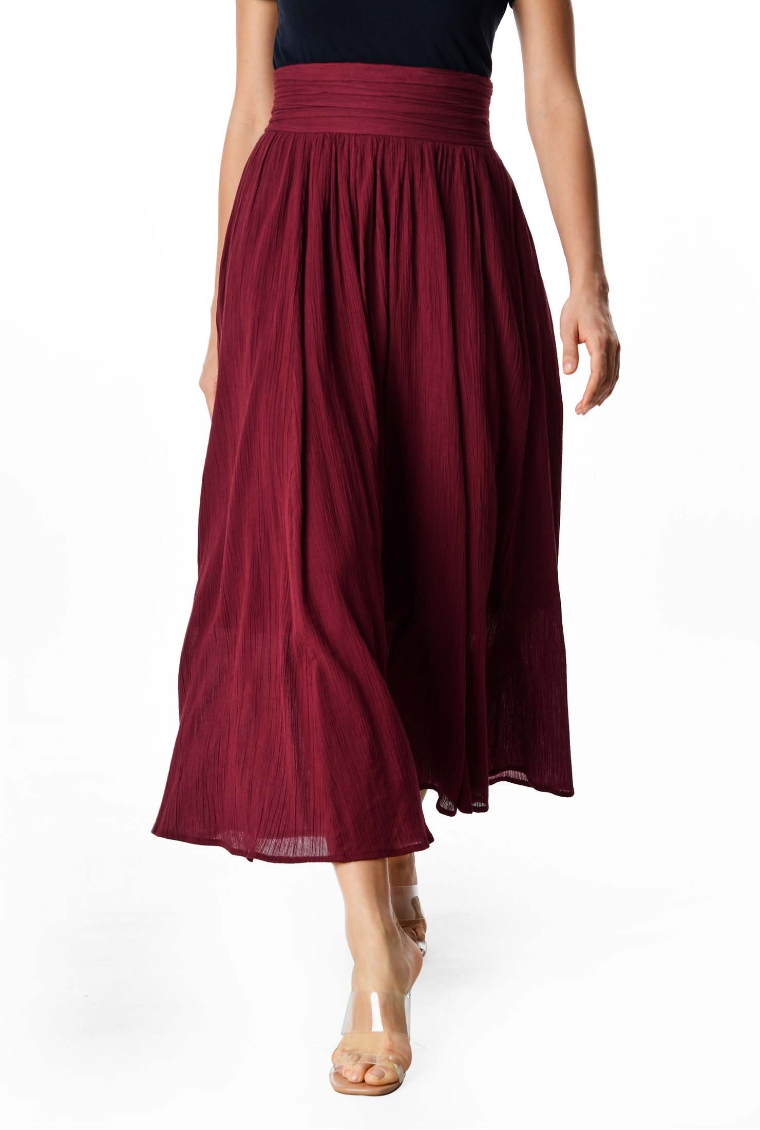 red gauze maxi skirt