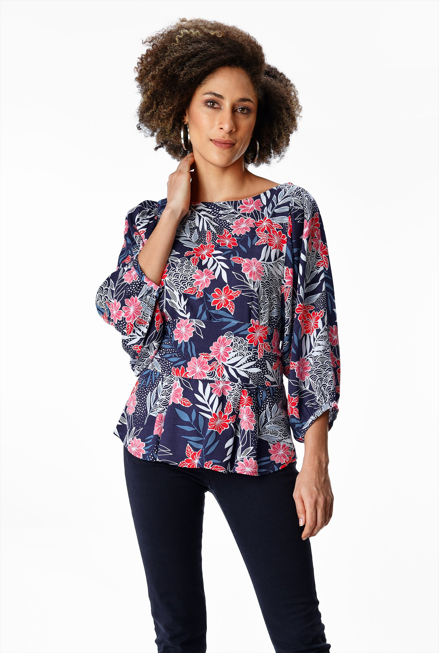 Shop Floral print sash waist blouse | eShakti