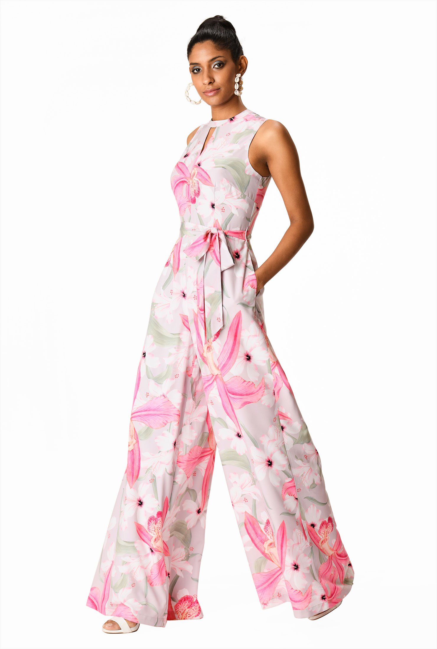 Shop Floral Print Crepe Palazzo Jumpsuit Eshakti 7660