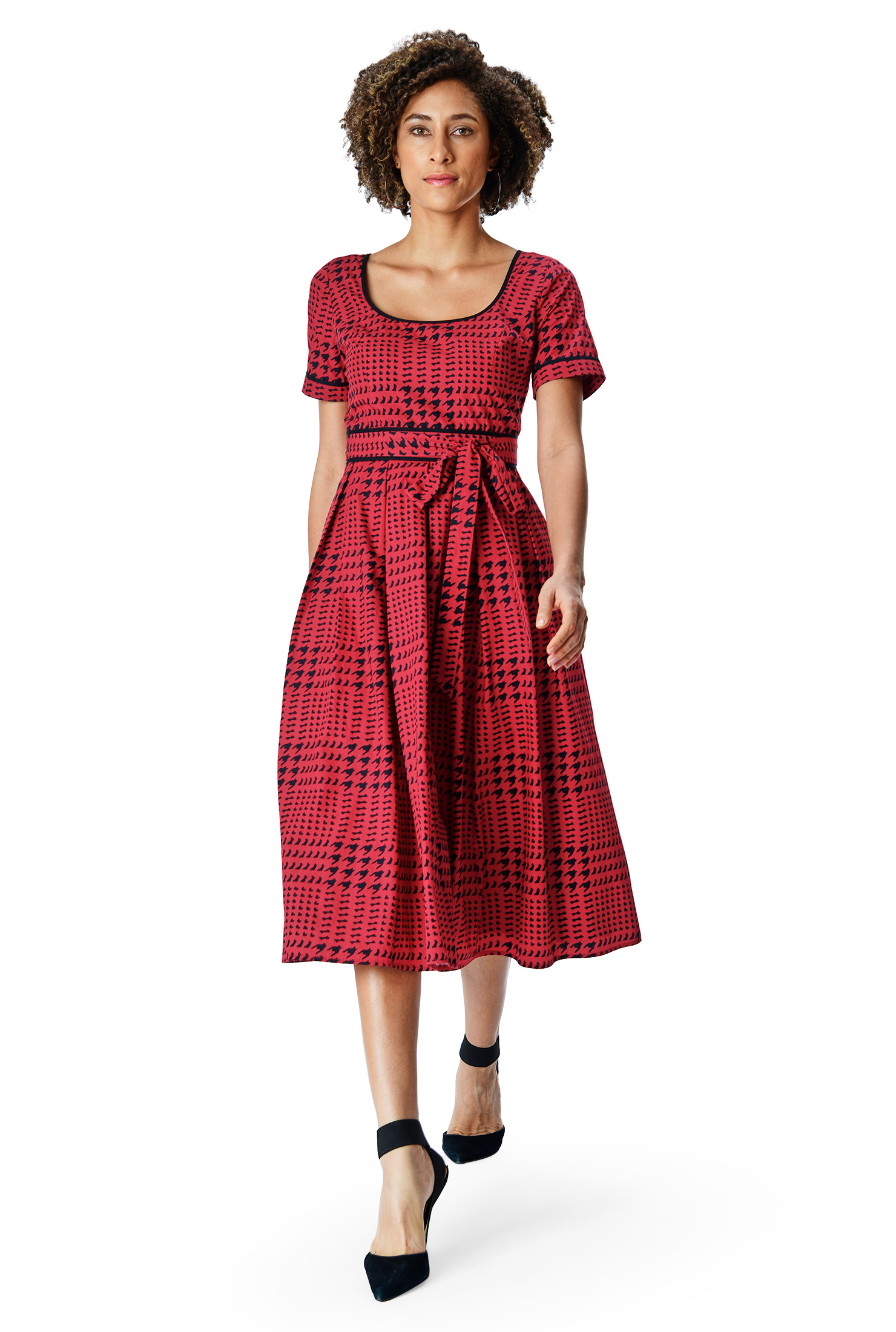 Agostina Check Printed Cotton Dress