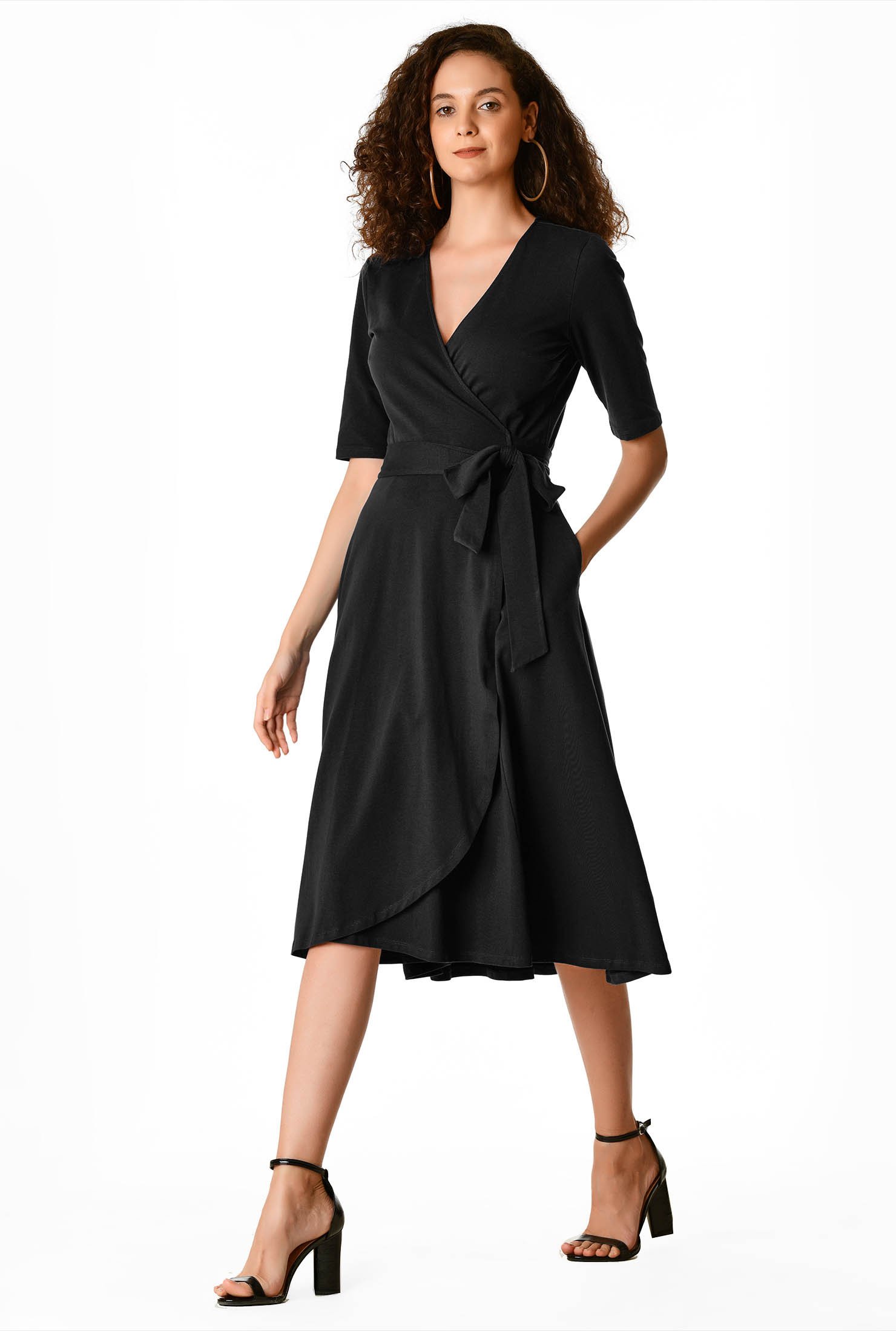 Shop Cotton jersey knit wrap dress eShakti