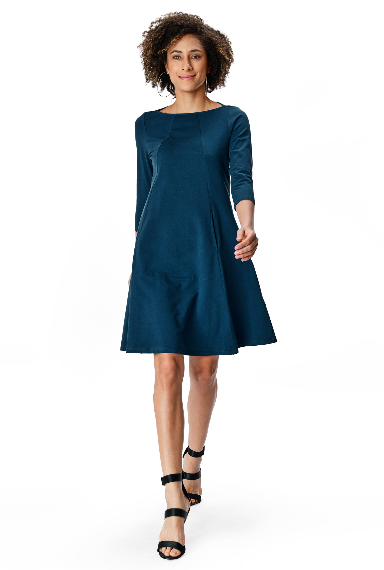 Shop Trapeze hem cotton knit shift dress eShakti
