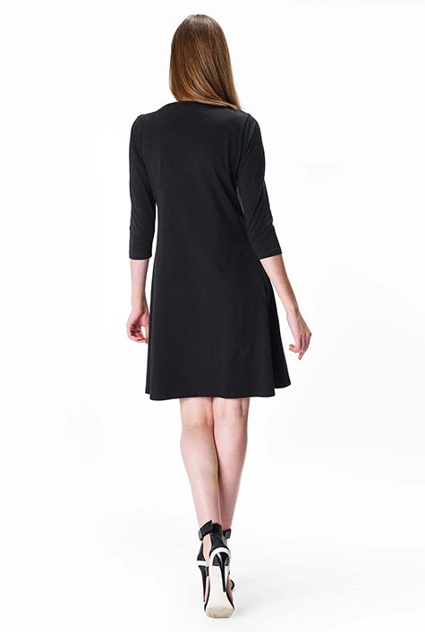 Slim-fit shift dress in suede with frill detail