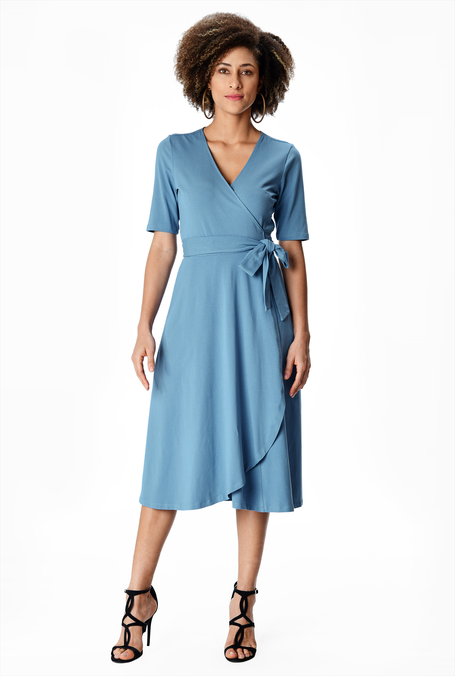 Shop Cotton jersey knit wrap dress eShakti
