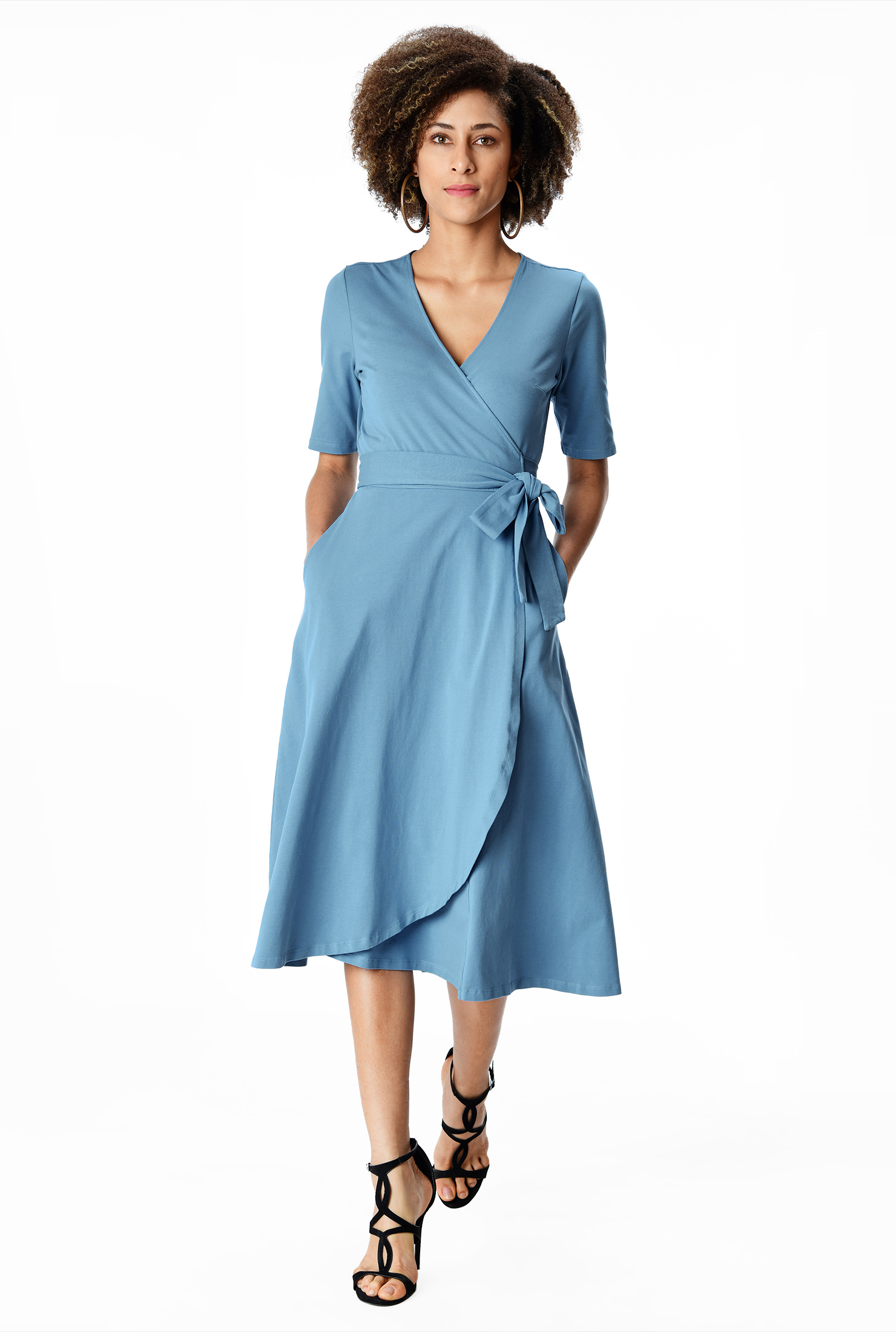 Shop Cotton jersey knit wrap dress eShakti