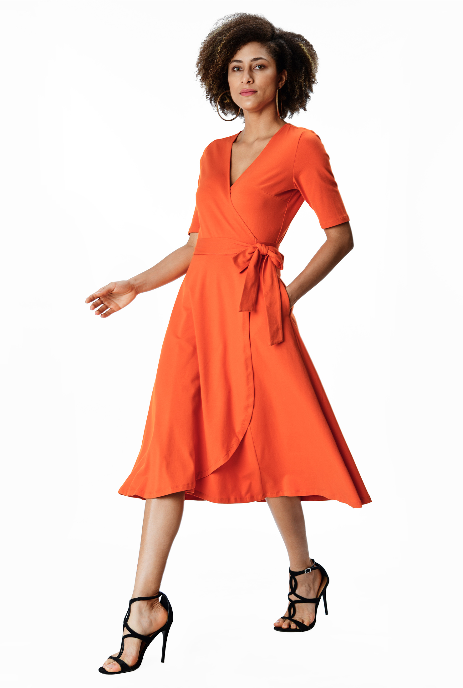 Shop Cotton jersey knit wrap dress eShakti