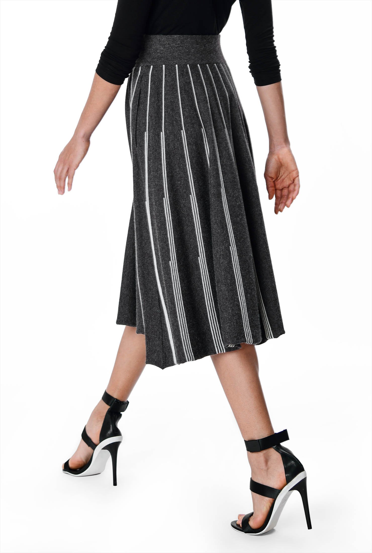 Shop Contrast rib stripe sweater knit skirt | eShakti