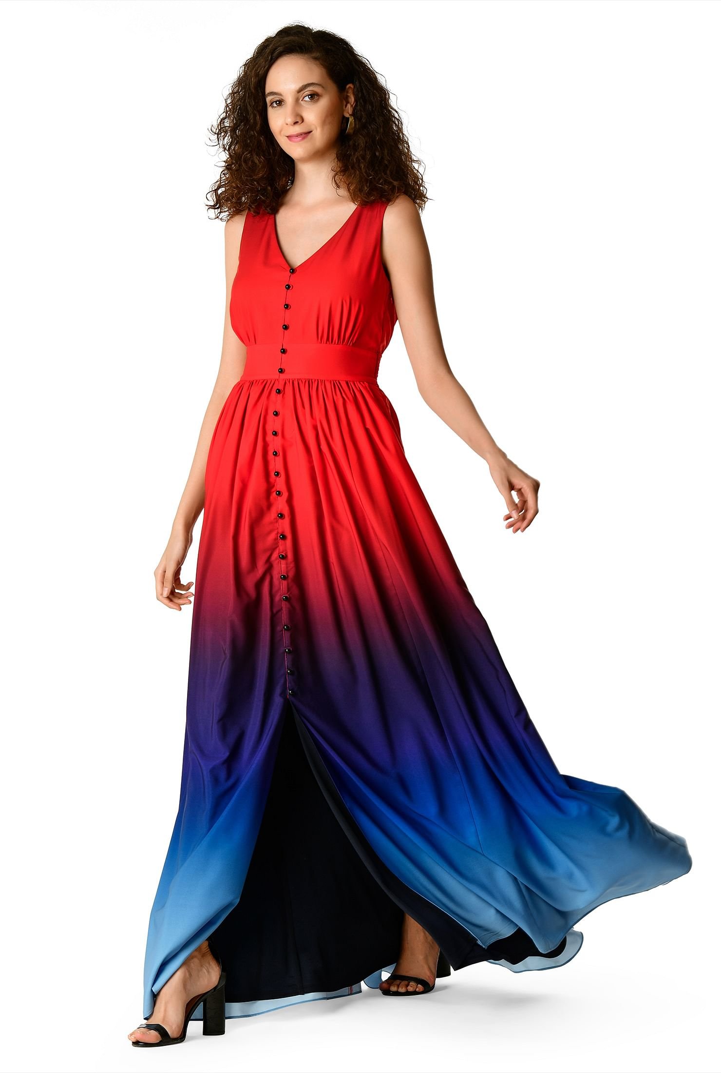 Shop Ombre Print Crepe Maxi Dress | EShakti