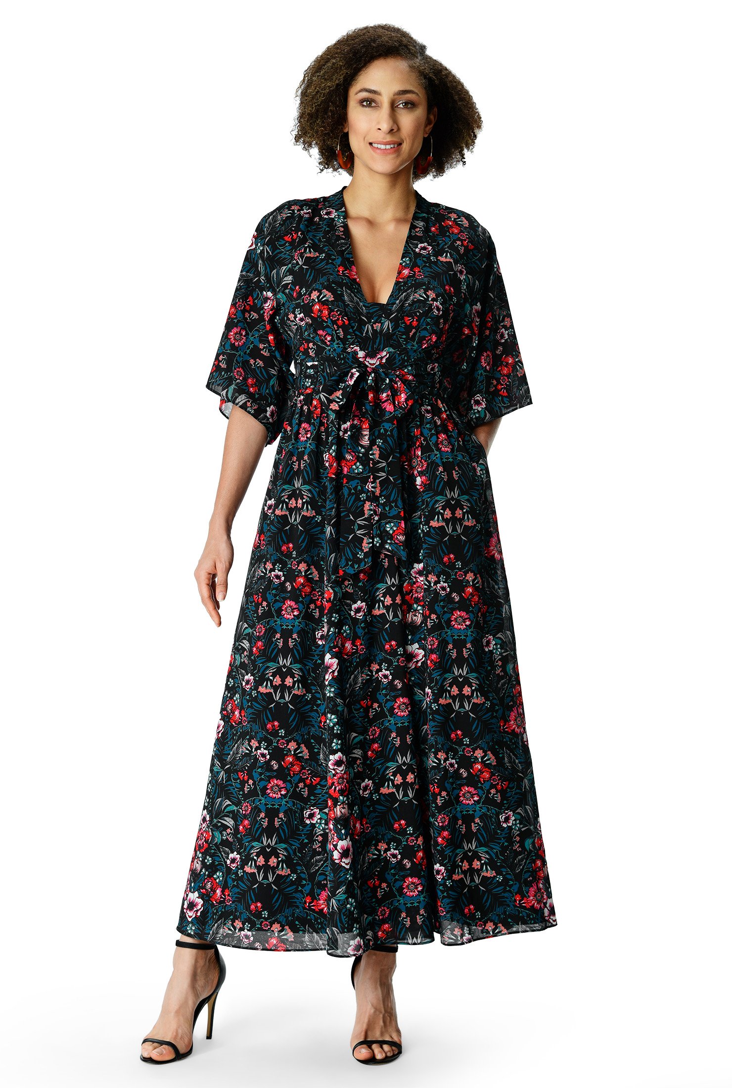 Shop Floral print georgette maxi dress | eShakti