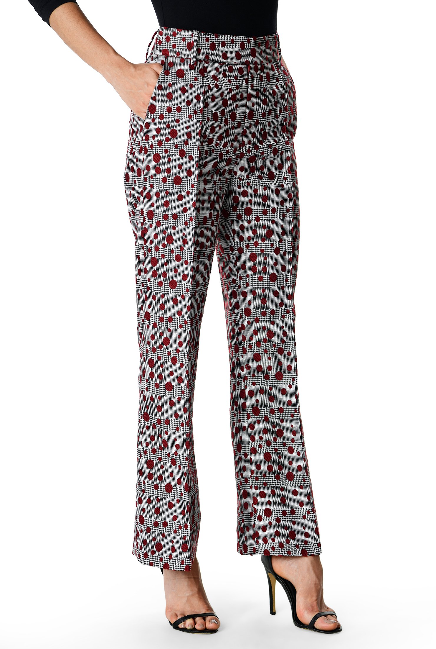 Shop Wide leg glen check dot jacquard pants | eShakti