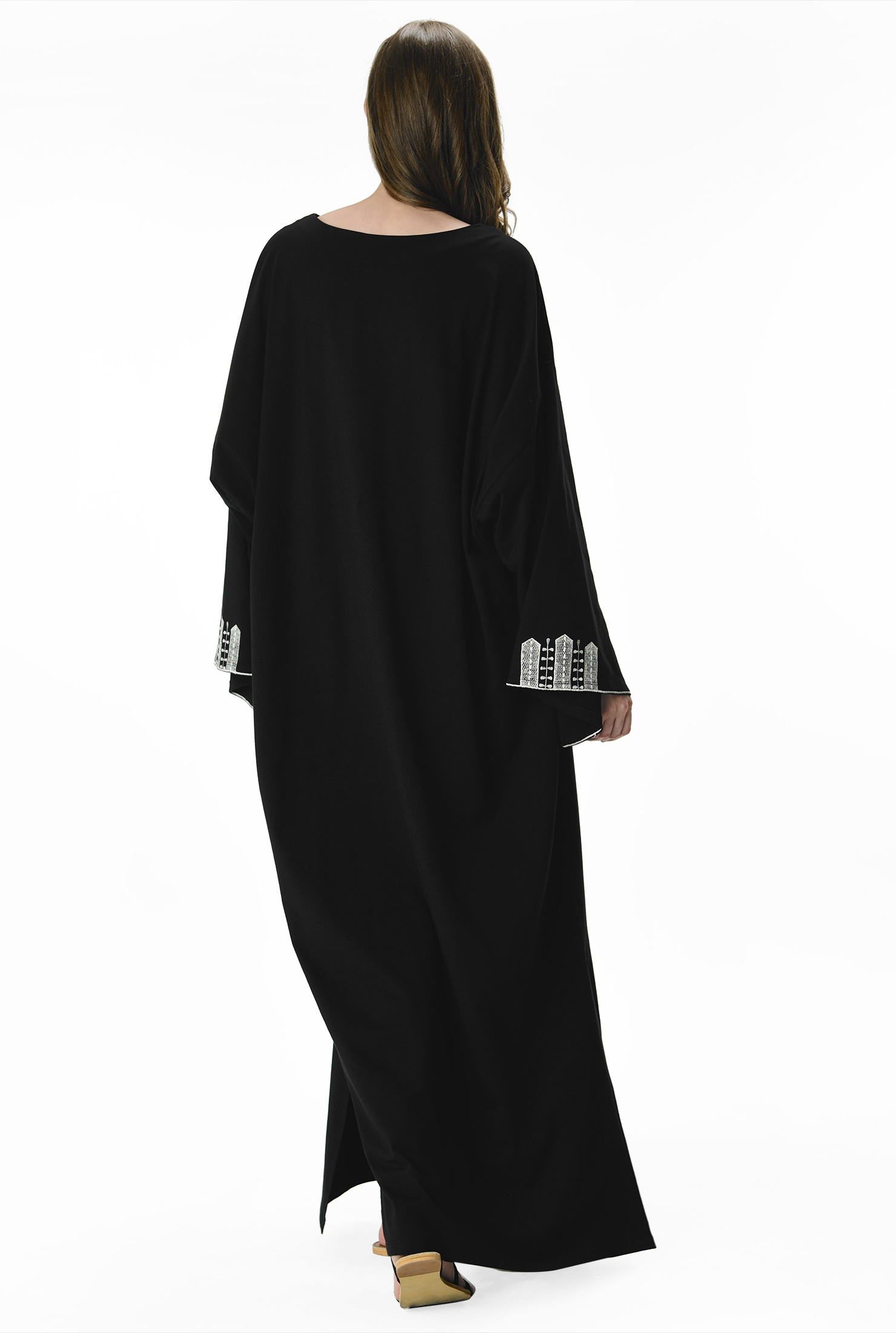 Shop Graphic embroidery cotton jersey kaftan eShakti