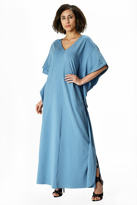 Shop Cotton jersey maxi kaftan | eShakti