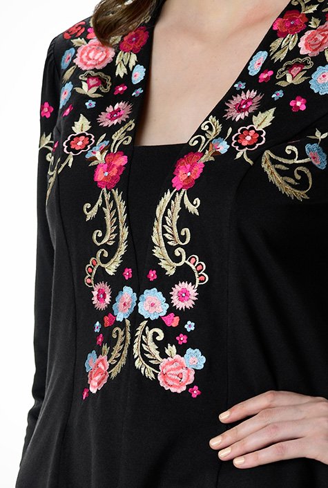 Shop Floral embroidery cotton jersey top