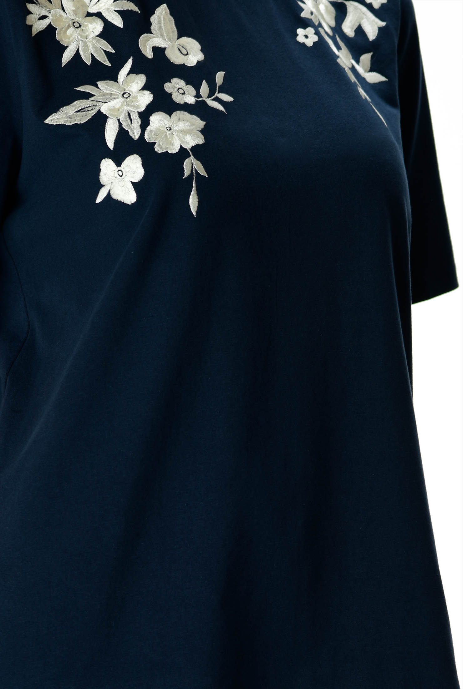 Shop Floral embroidery cotton jersey top eShakti